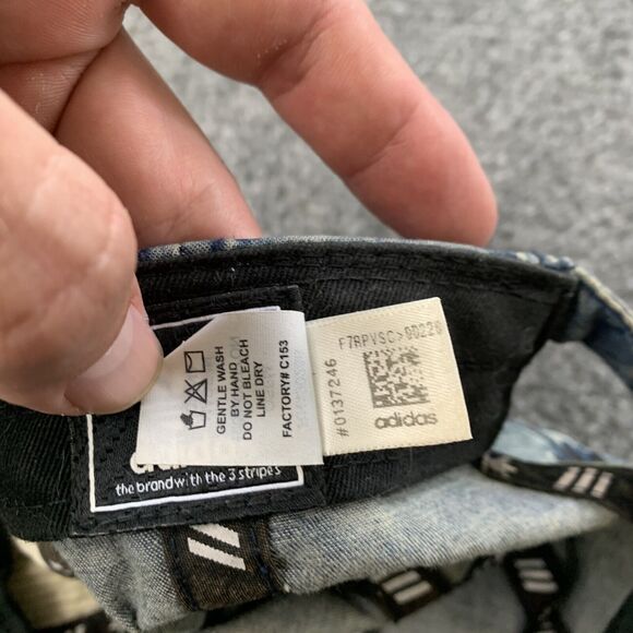 Adidas Strapback Hat Cap Blue Trefoil Logo Retro Three Stripes Chambray - Picture 7 of 8